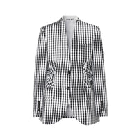 Blazer en laine technique vichy - Black