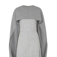 Robe droite en jersey de laine technique avec cape - Cloud Grey