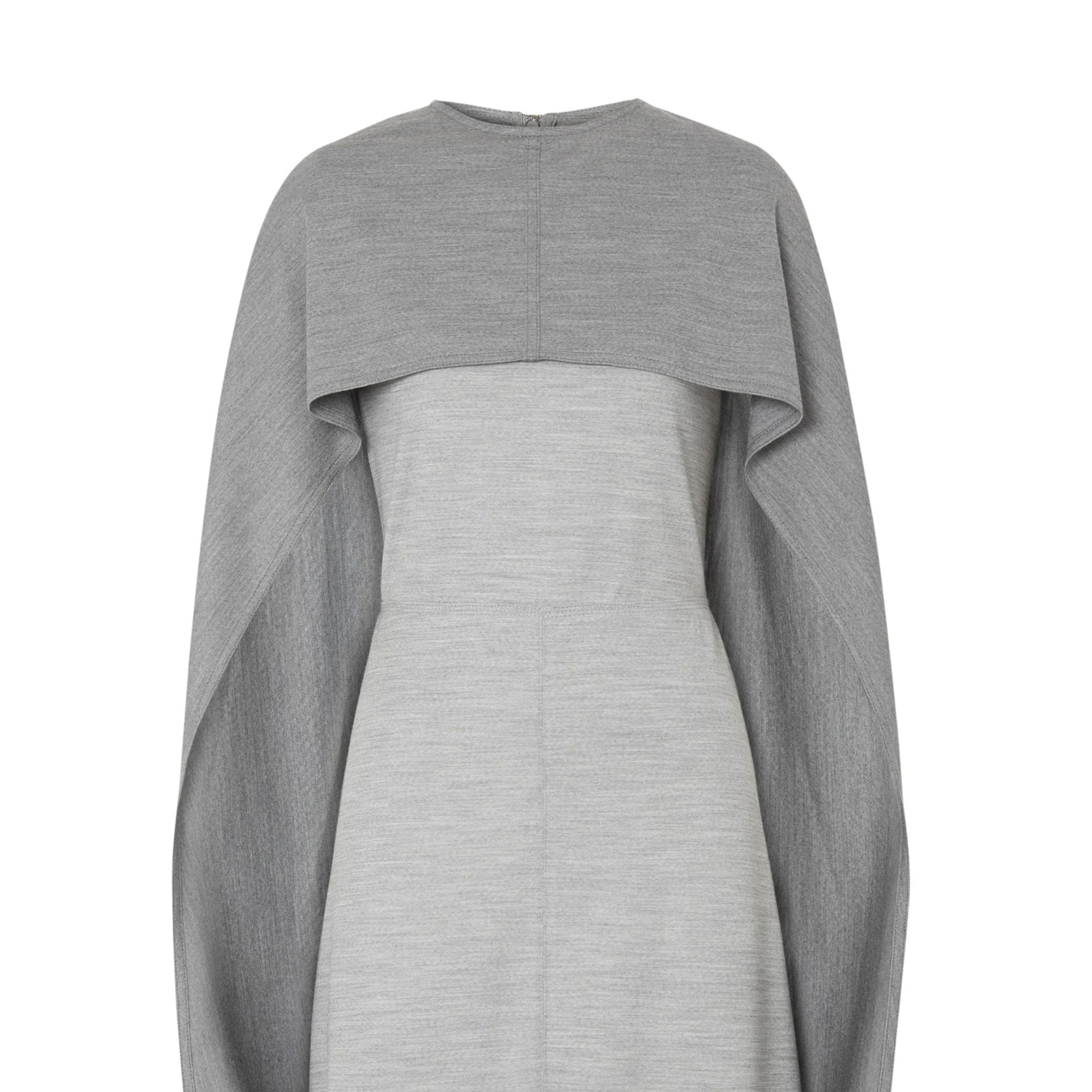 Robe droite en jersey de laine technique avec cape - Cloud Grey