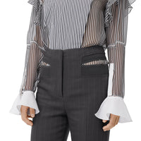 Pantalon déstructuré en sergé technique à fines rayures - Black