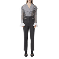 Pantalon déstructuré en sergé technique à fines rayures - Black