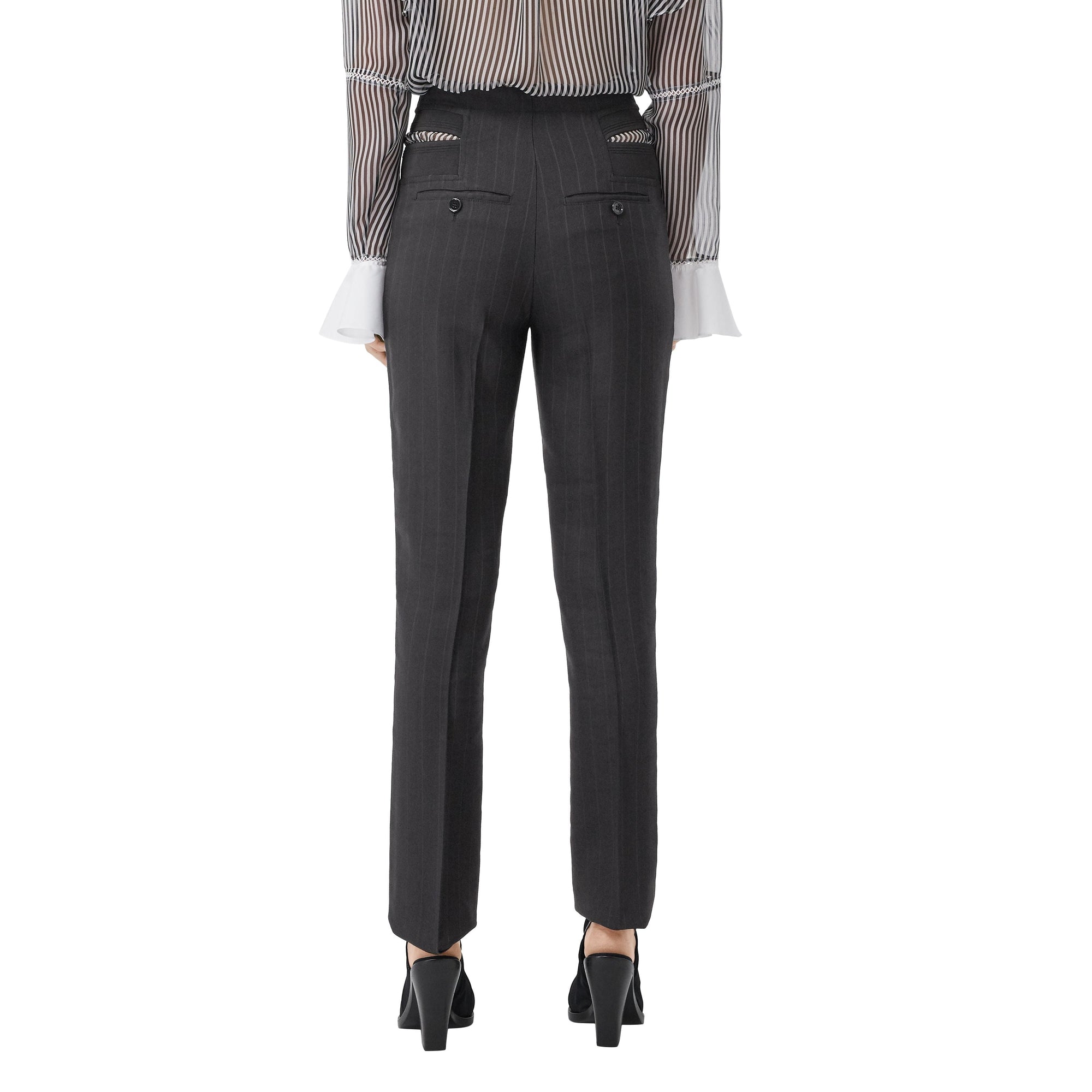 Pantalon déstructuré en sergé technique à fines rayures - Black