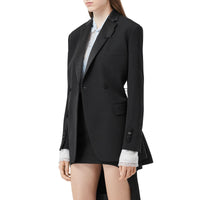 Veste de smoking en laine et taffetas avec découpe au dos - Black