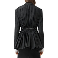 Veste de smoking en laine et taffetas avec découpe au dos - Black