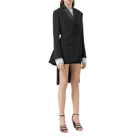 Veste de smoking en laine et taffetas avec découpe au dos - Black