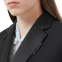 Veste de smoking en laine et taffetas avec découpe au dos - Black