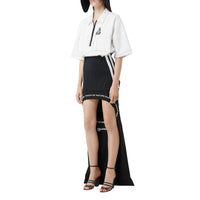 Jupe en jersey stretch à imprimé montage avec découpe - Black