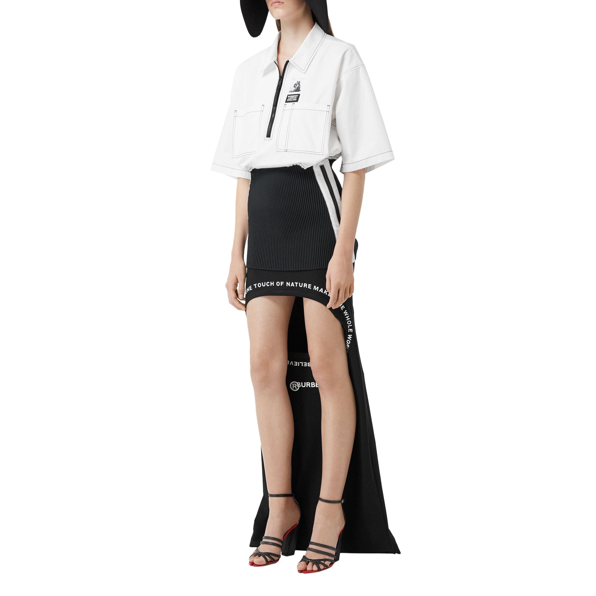 Jupe en jersey stretch à imprimé montage avec découpe - Black