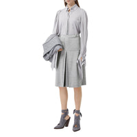 Jupe trapèze en jersey de laine technique avec plis ronds - Cloud Grey