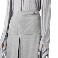 Jupe trapèze en jersey de laine technique avec plis ronds - Cloud Grey