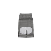Jupe en laine technique Check avec découpe - Black