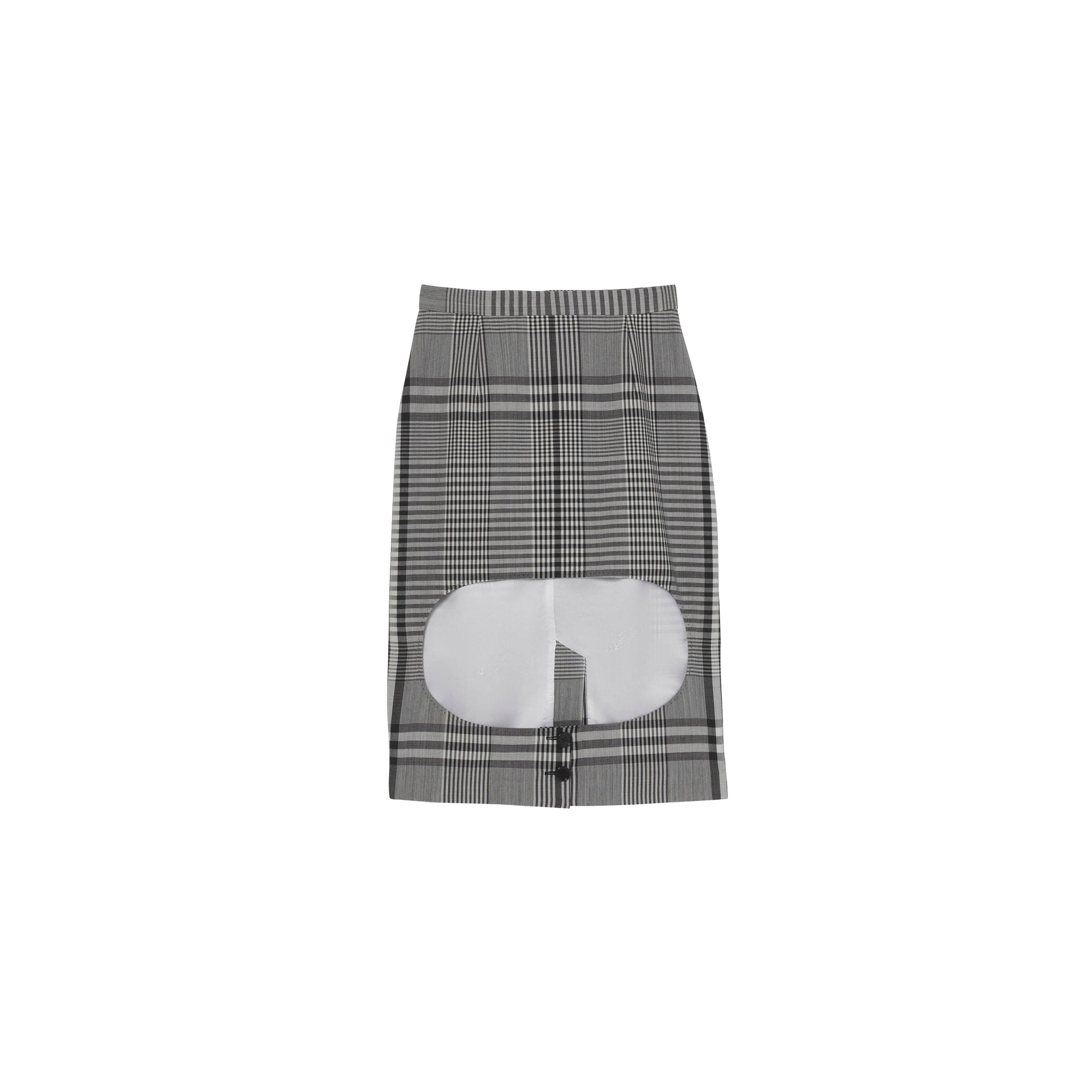 Jupe en laine technique Check avec découpe - Black