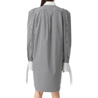 Robe chemise en popeline de coton rayée - Black Stripe