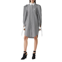 Robe chemise en popeline de coton rayée - Black Stripe