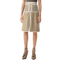 Jupe trapèze en laine et cachemire avec plis ronds - Pecan Melange