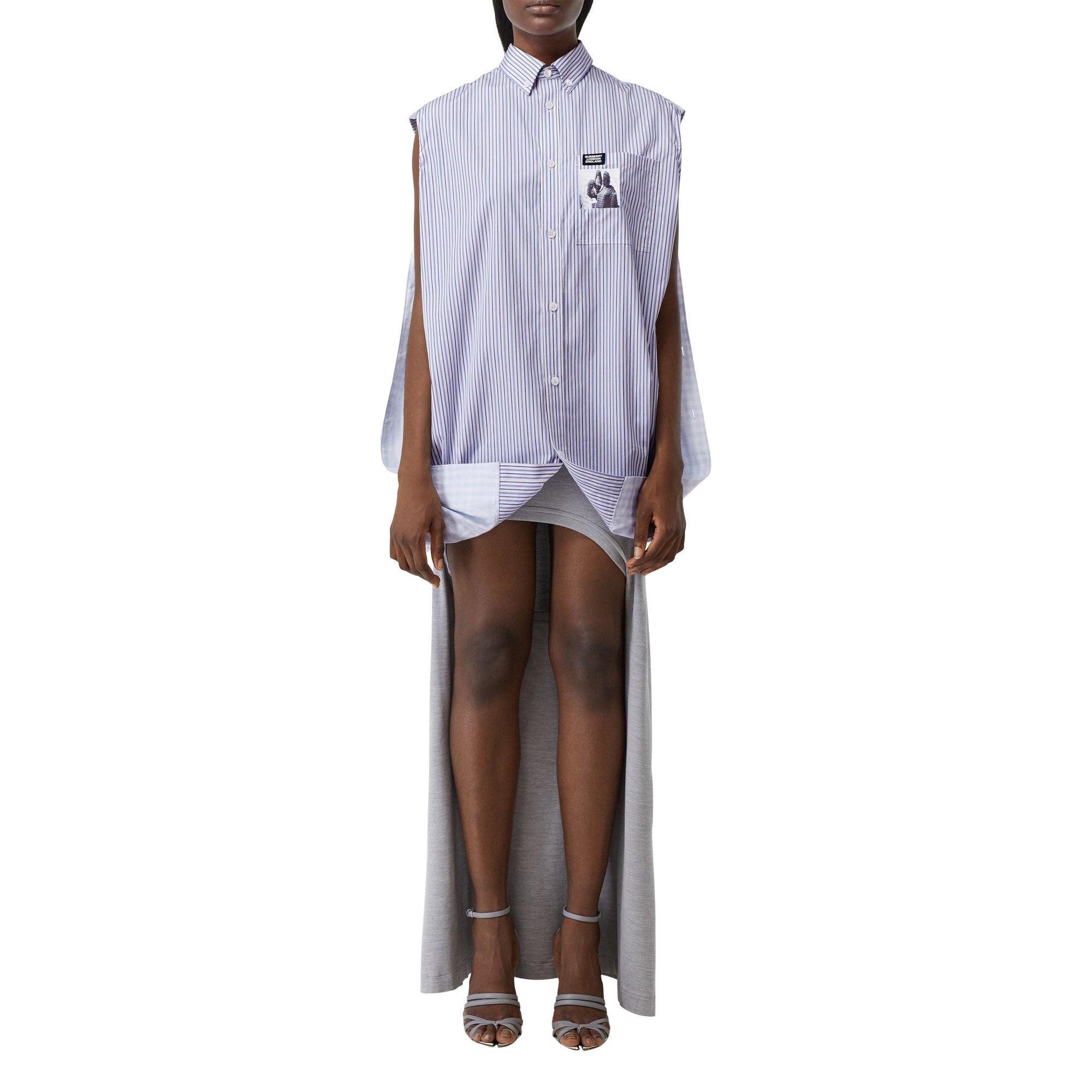 Chemise oversize rayée et vichy - Pale Blue