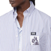 Chemise oversize rayée et vichy - Pale Blue