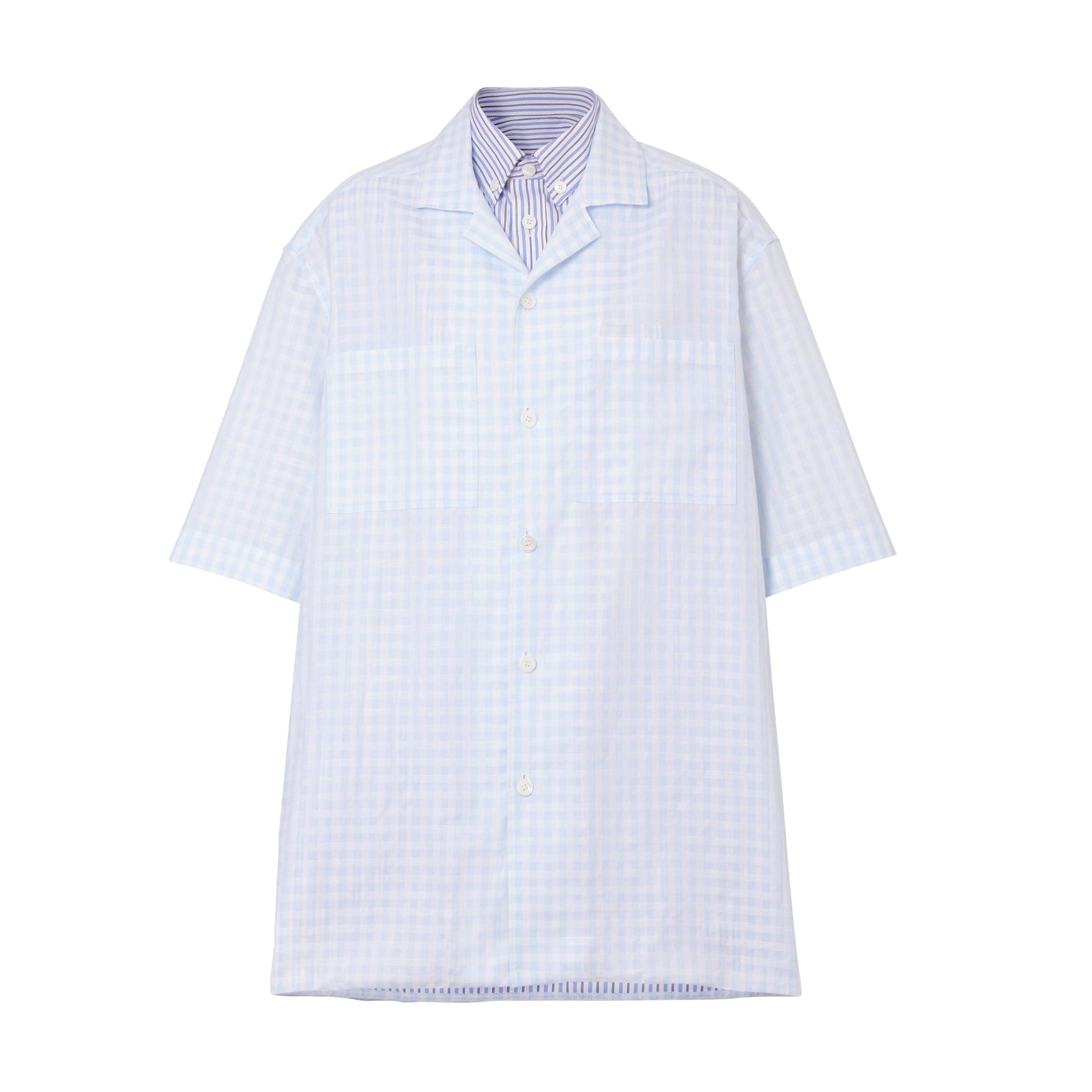 Chemise oversize rayée et vichy - Pale Blue