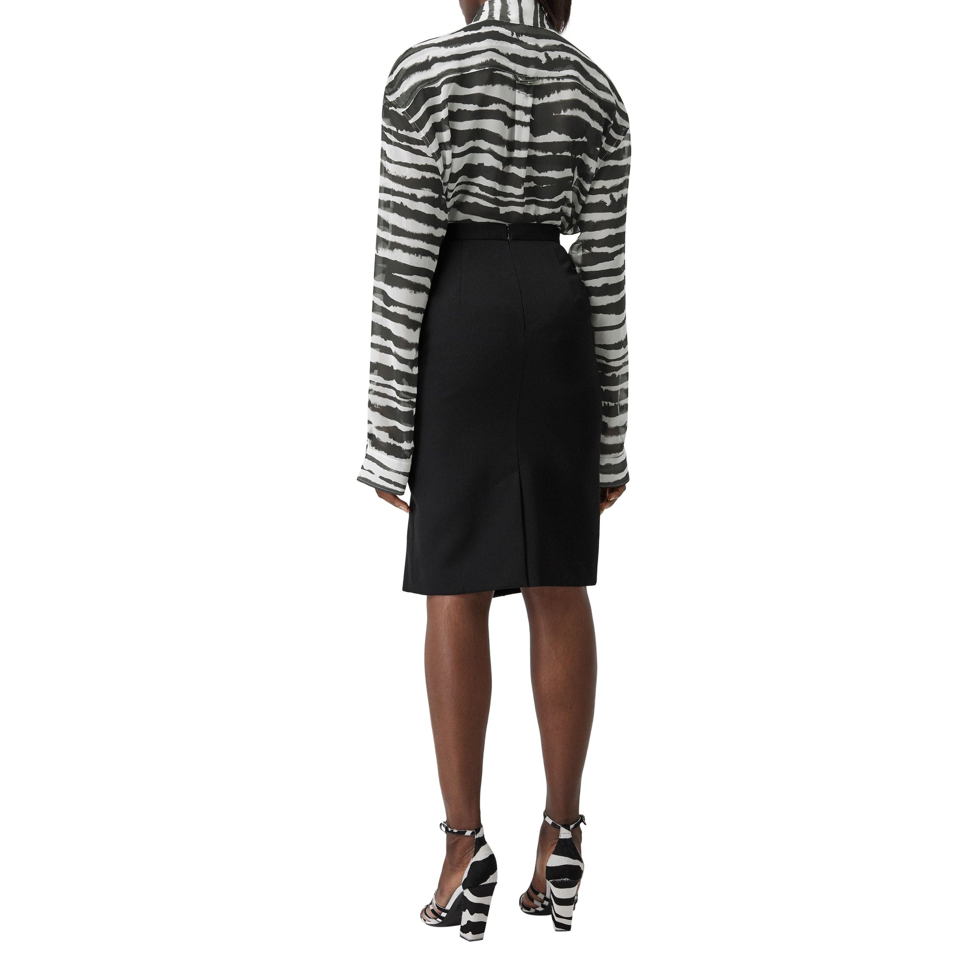 Chemisier à col lavallière en mousseline de soie - Monochrome