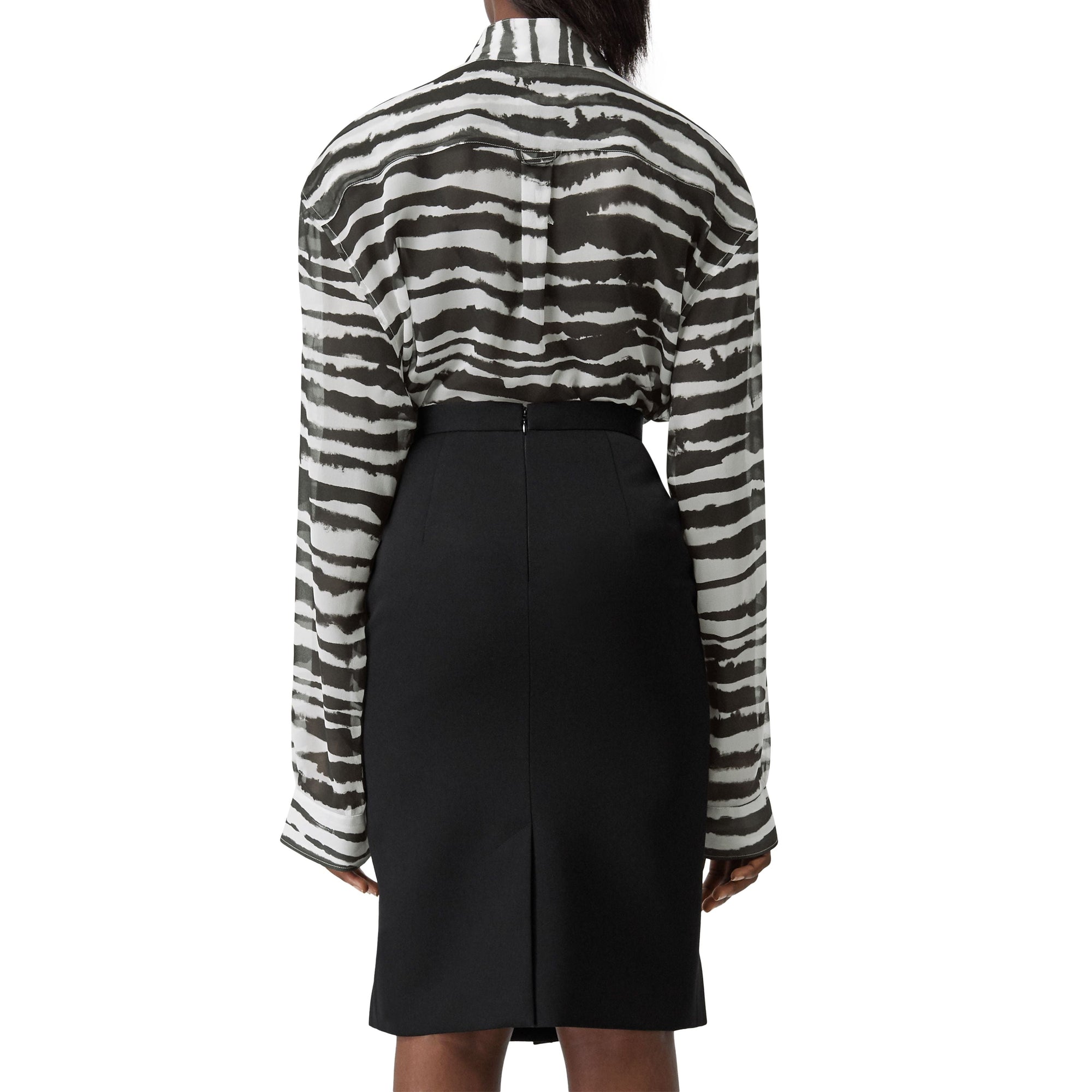 Chemisier à col lavallière en mousseline de soie - Monochrome