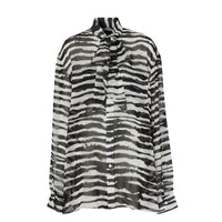 Chemisier à col lavallière en mousseline de soie - Monochrome