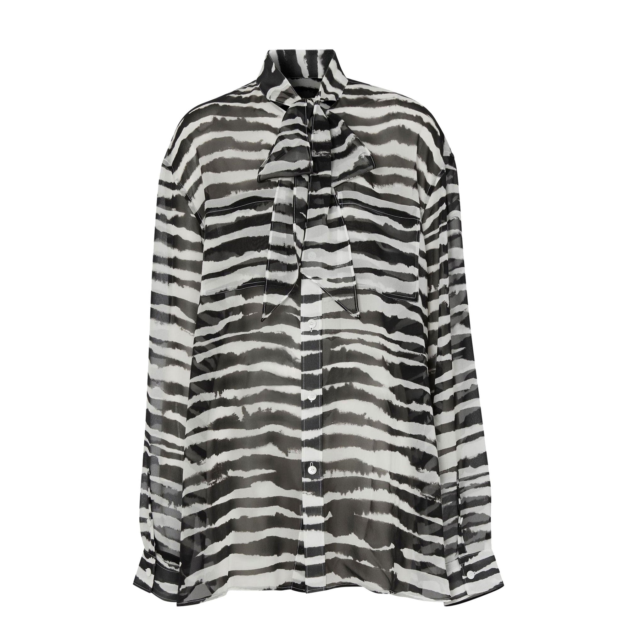 Chemisier à col lavallière en mousseline de soie - Monochrome