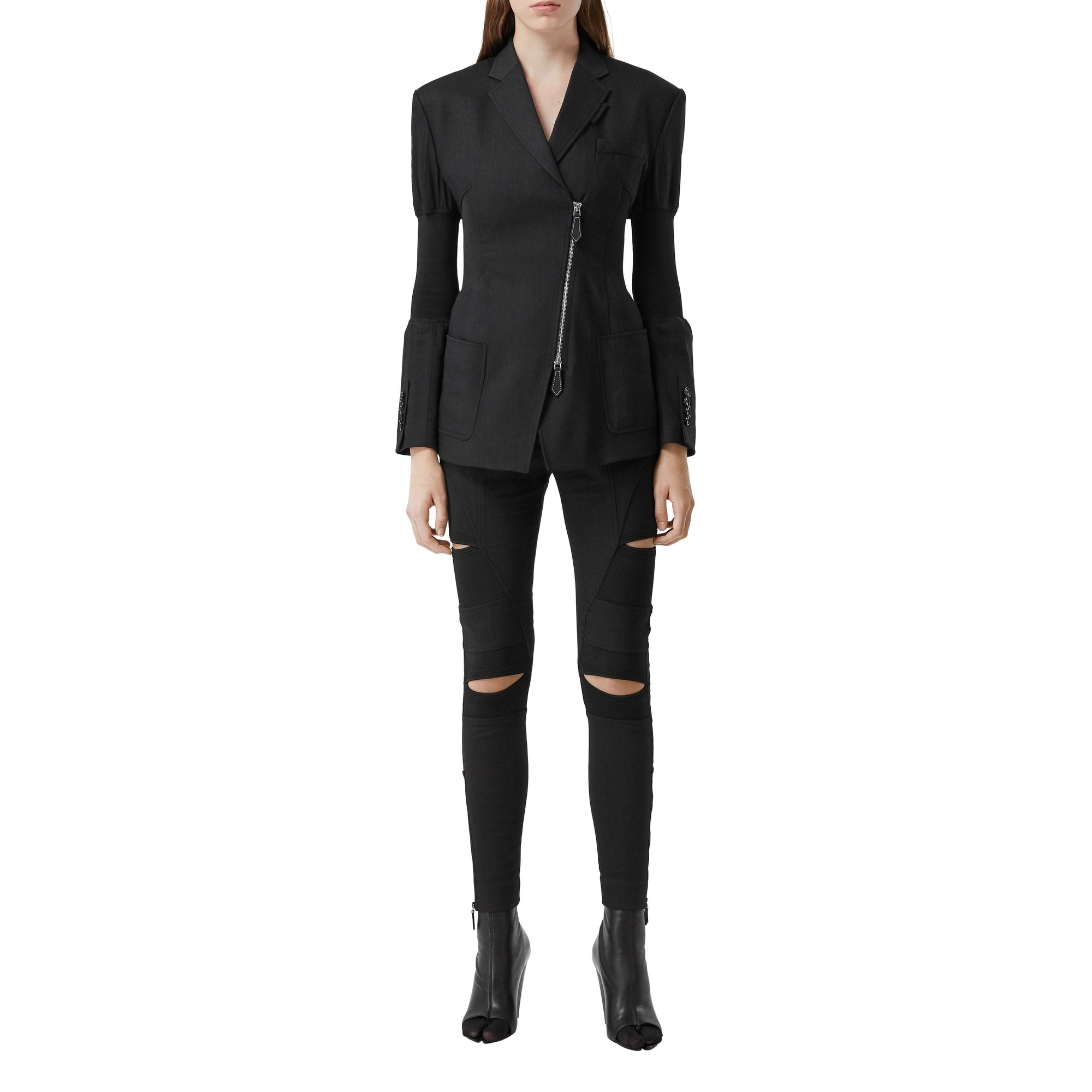 Pantalon skinny en sergé technique avec découpes - Black