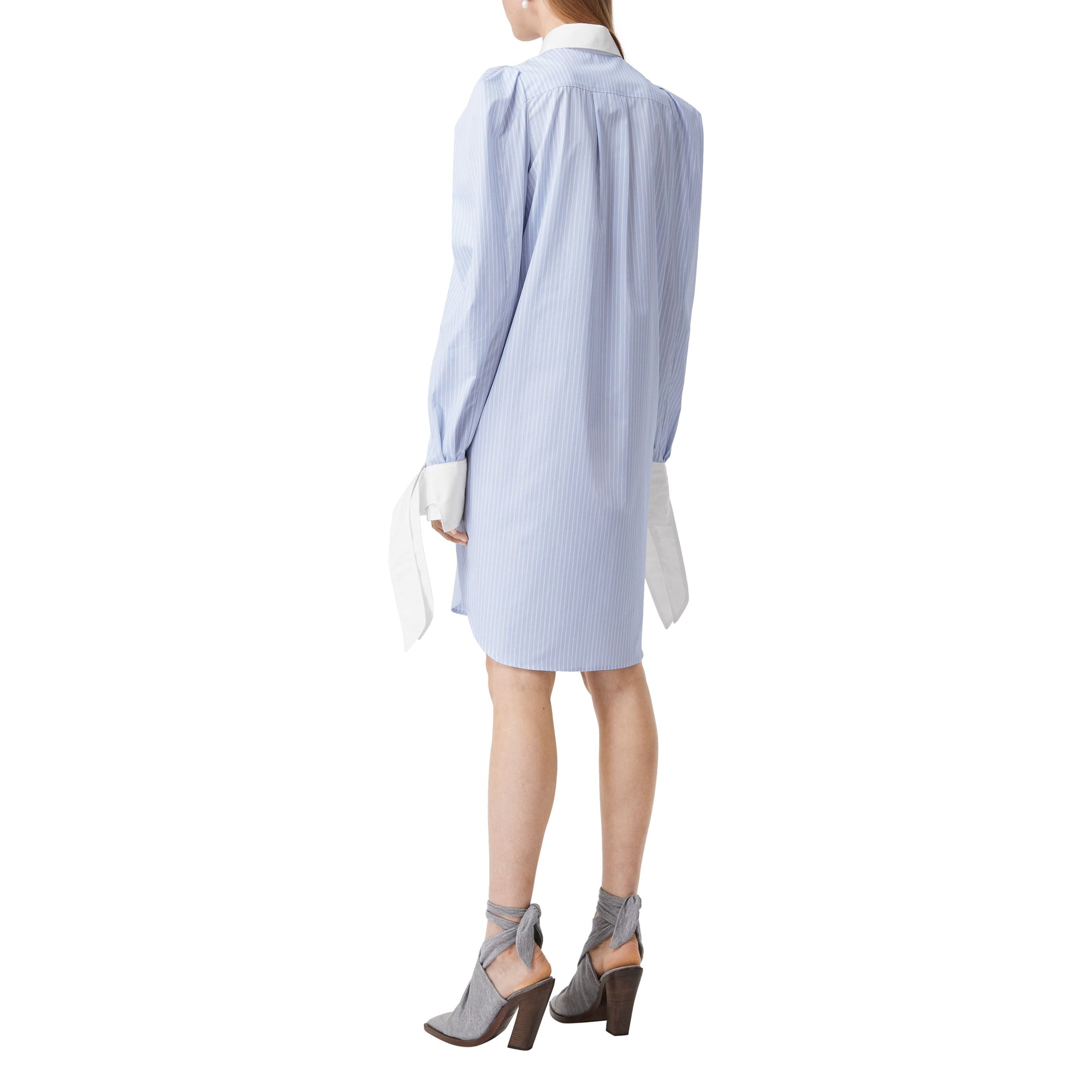 Robe chemise en popeline de coton rayée - Pale Blue Stripe
