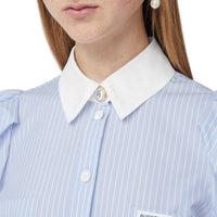 Robe chemise en popeline de coton rayée - Pale Blue Stripe