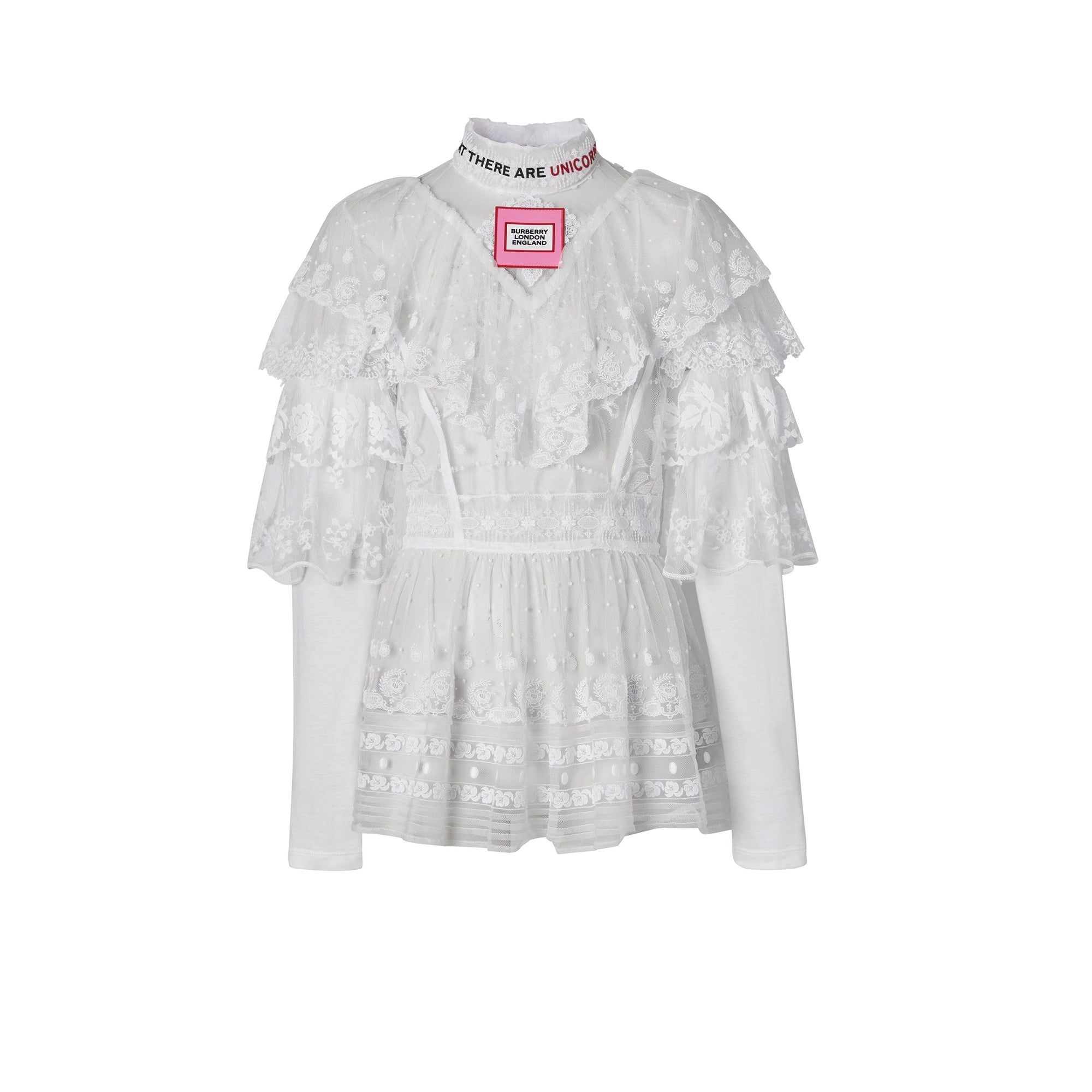 Haut à col montant en tulle brodé avec slogan - Snow