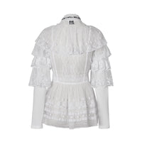 Haut à col montant en tulle brodé avec slogan - Snow