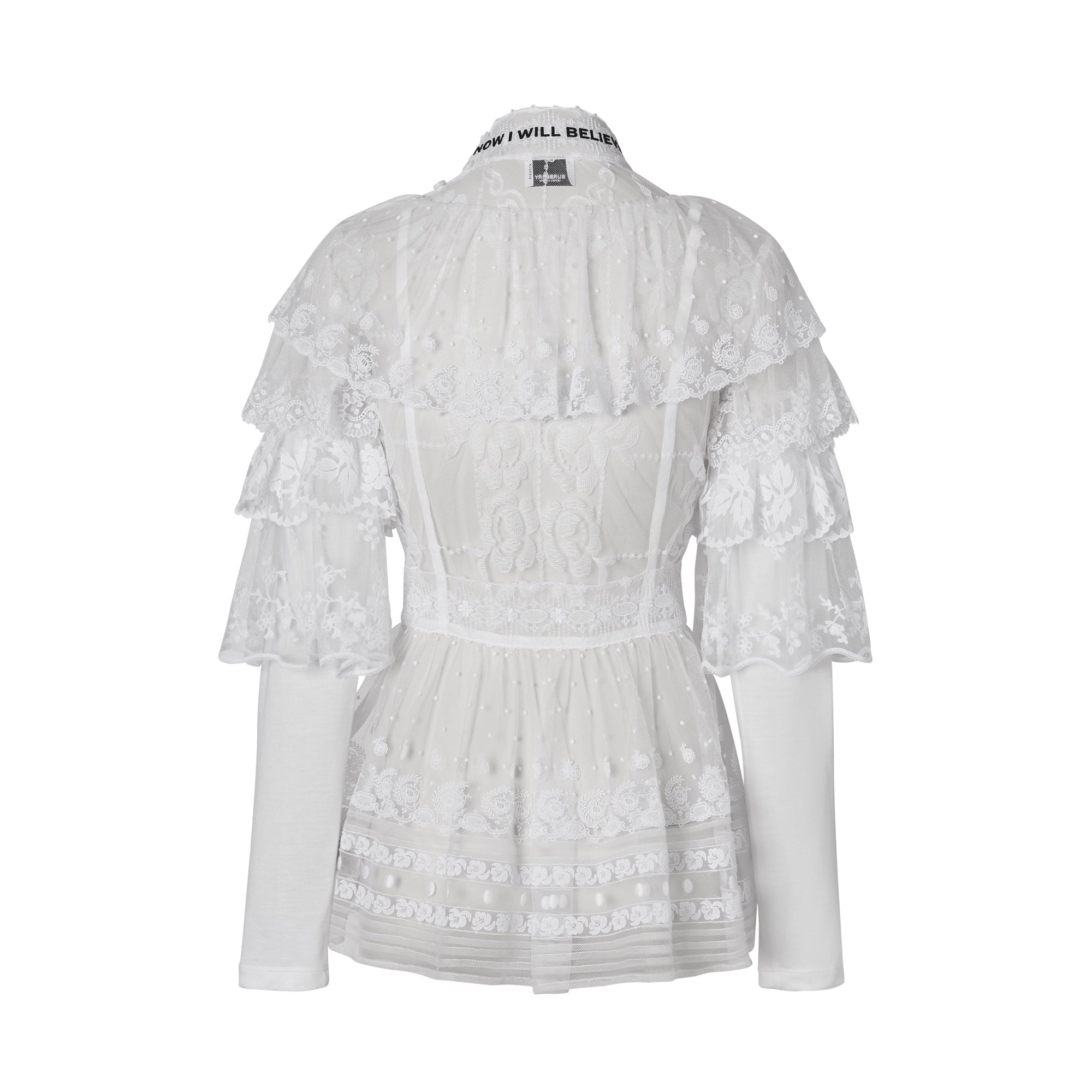 Haut à col montant en tulle brodé avec slogan - Snow