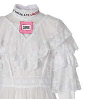 Haut à col montant en tulle brodé avec slogan - Snow