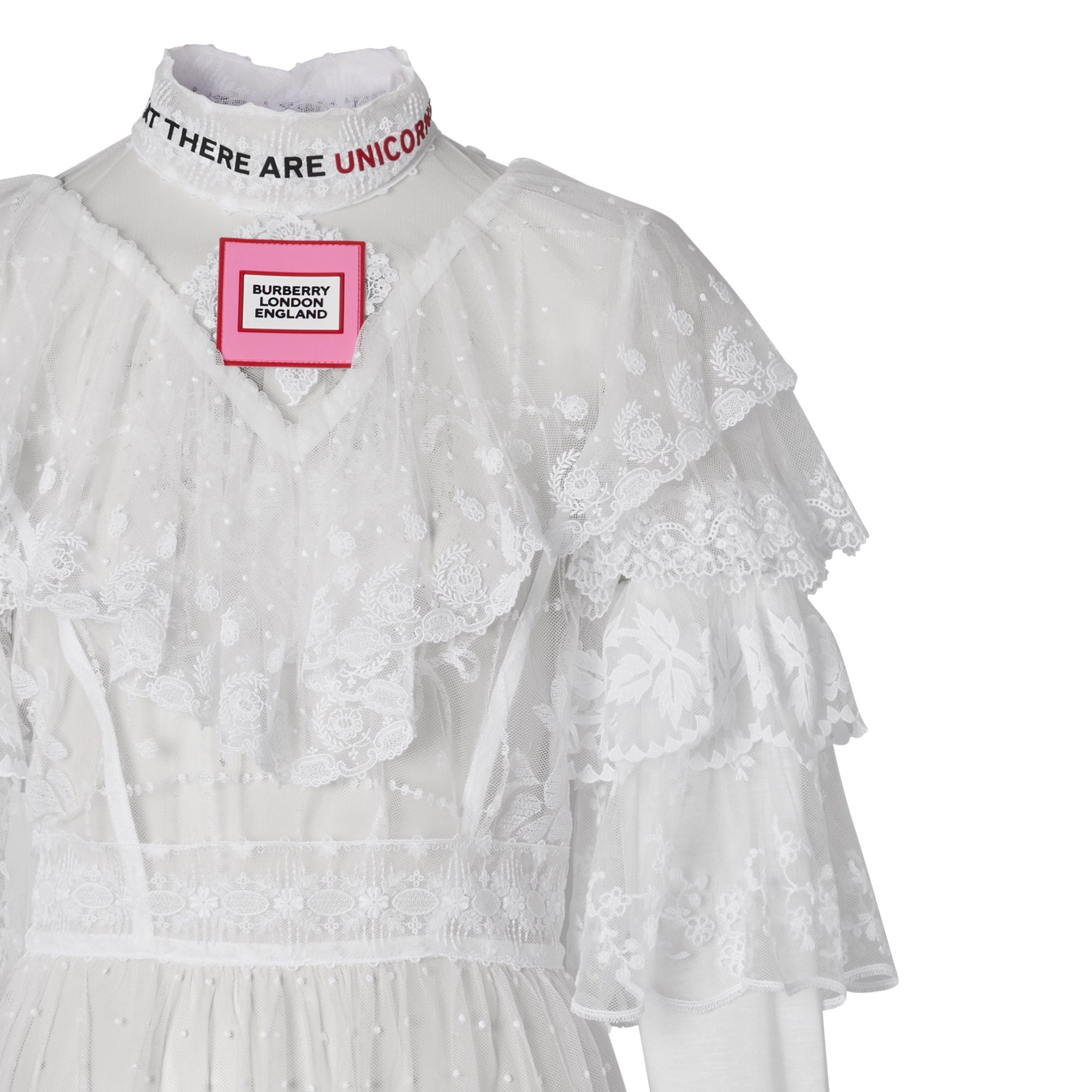 Haut à col montant en tulle brodé avec slogan - Snow