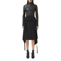 Haut à col montant en cuir d'agneau stretch - Black