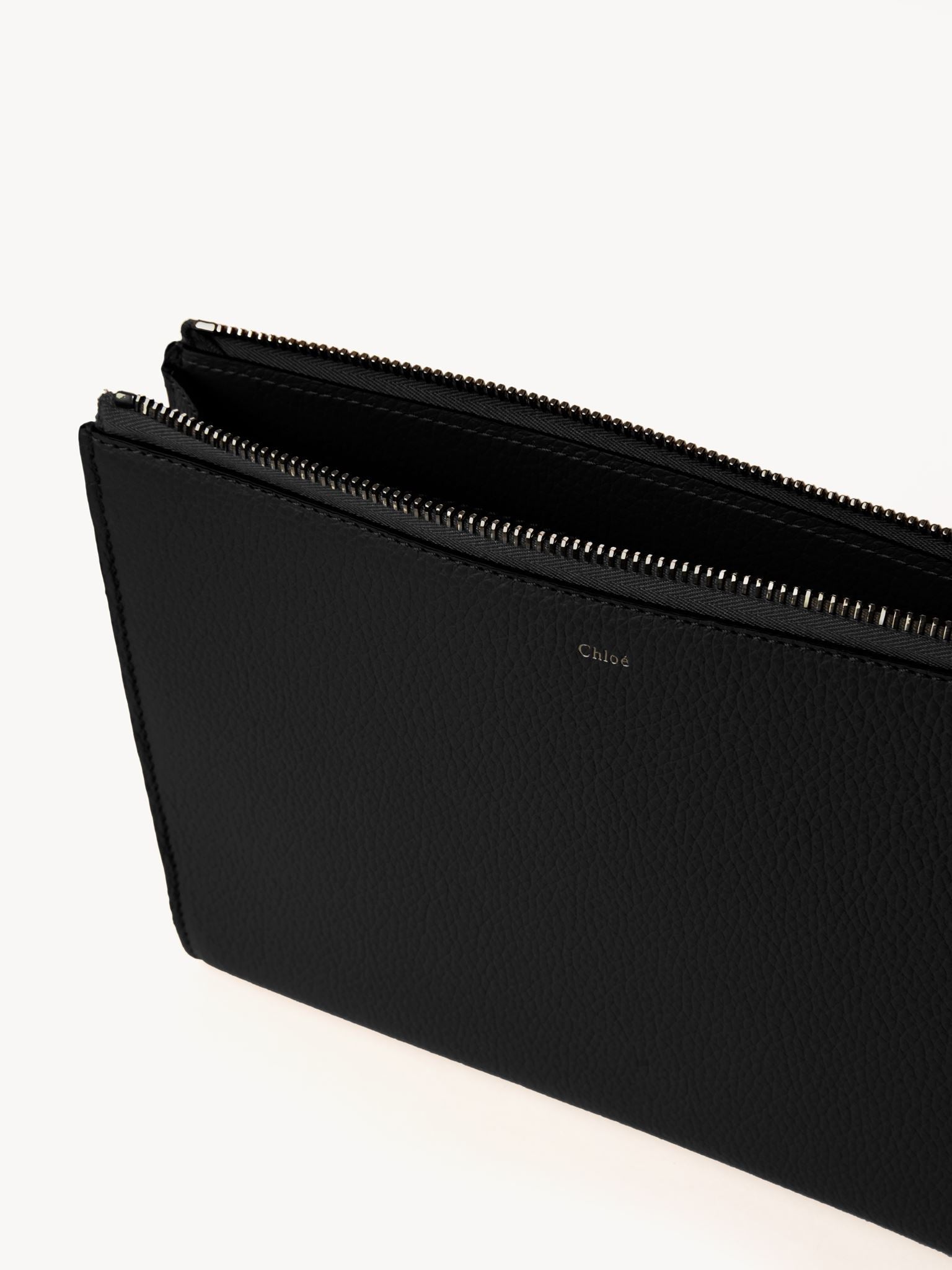 Pochette Alphabet en cuir - Noir