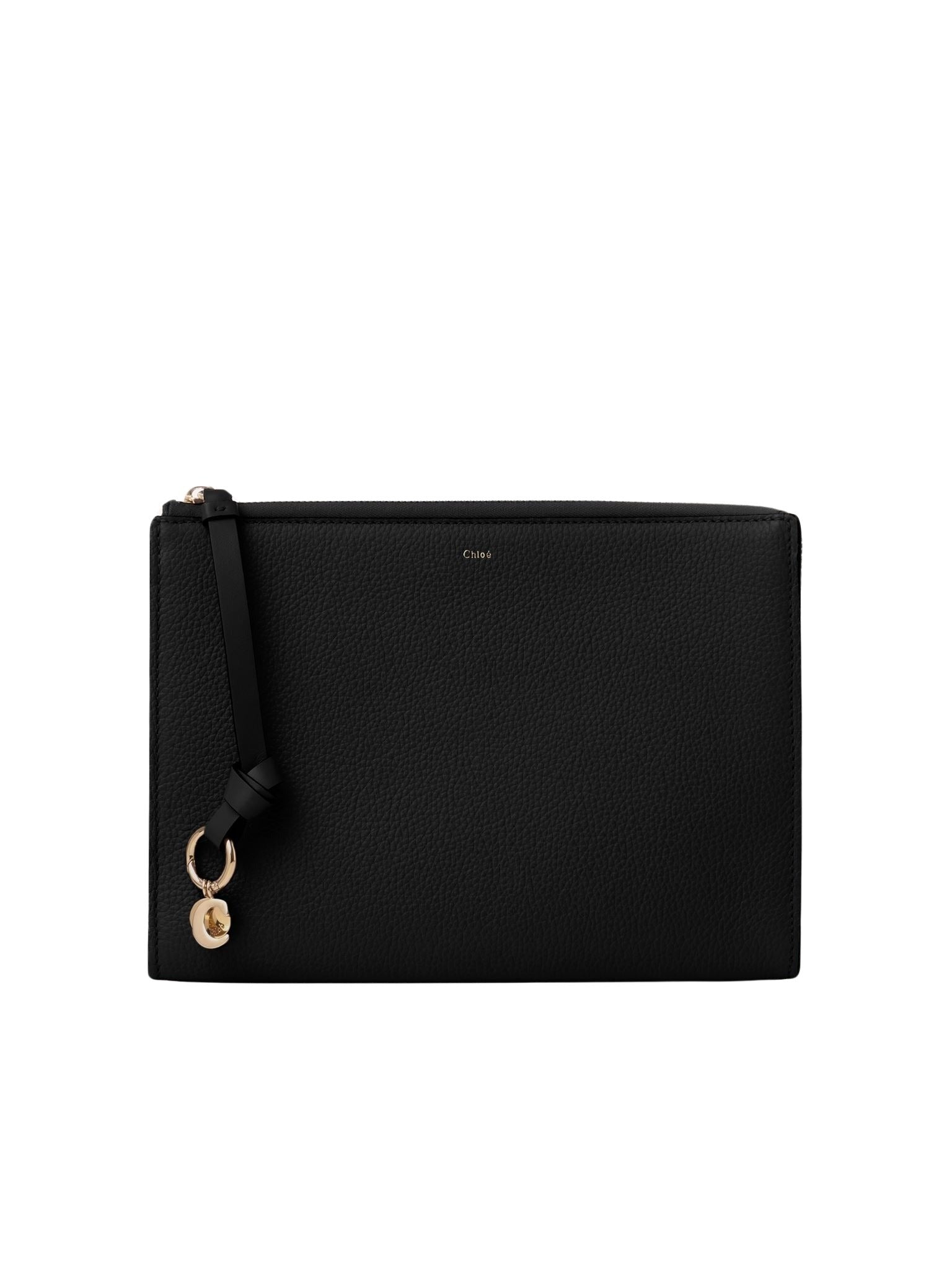 Pochette Alphabet en cuir - Noir