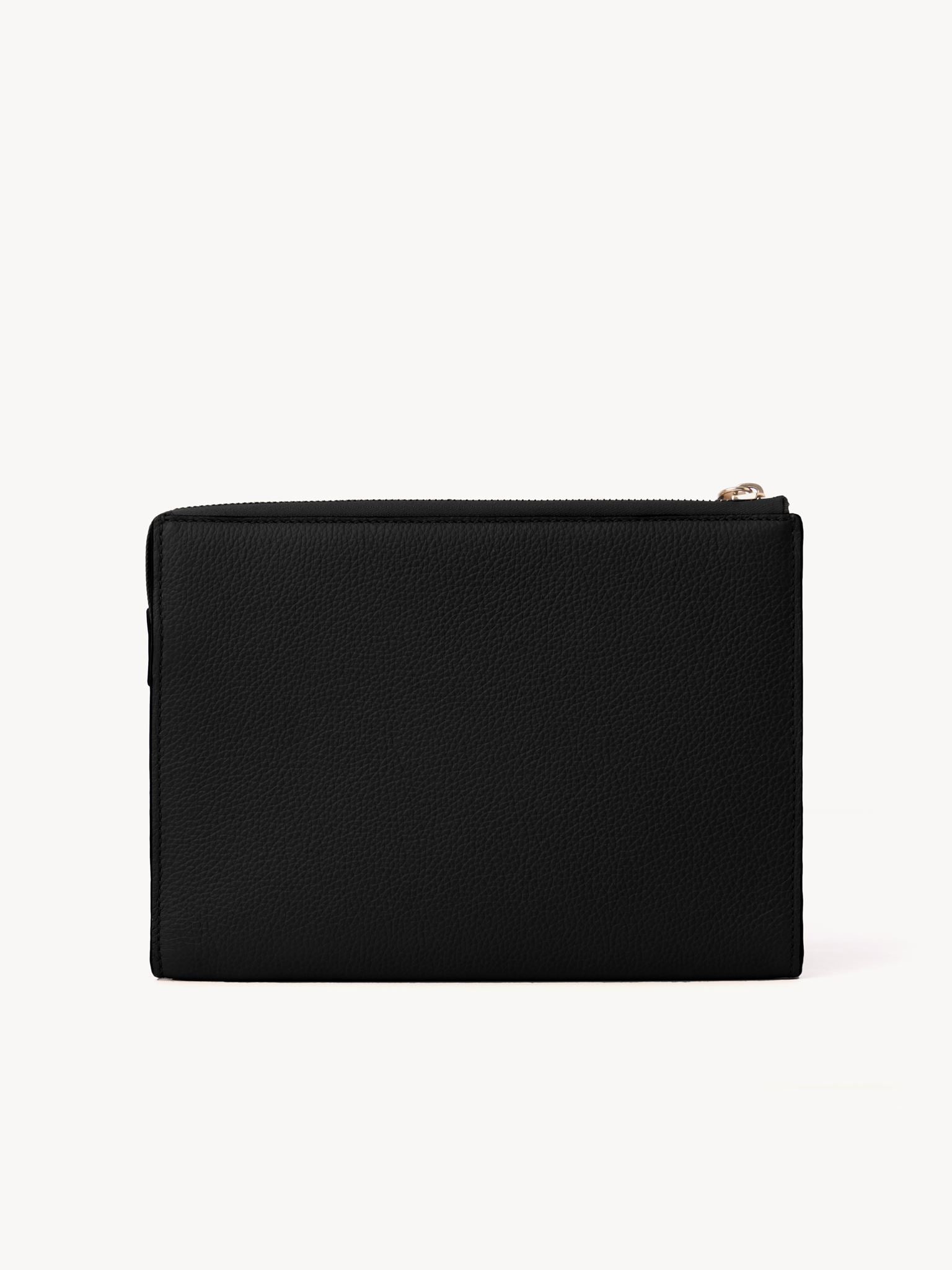 Pochette Alphabet en cuir - Noir