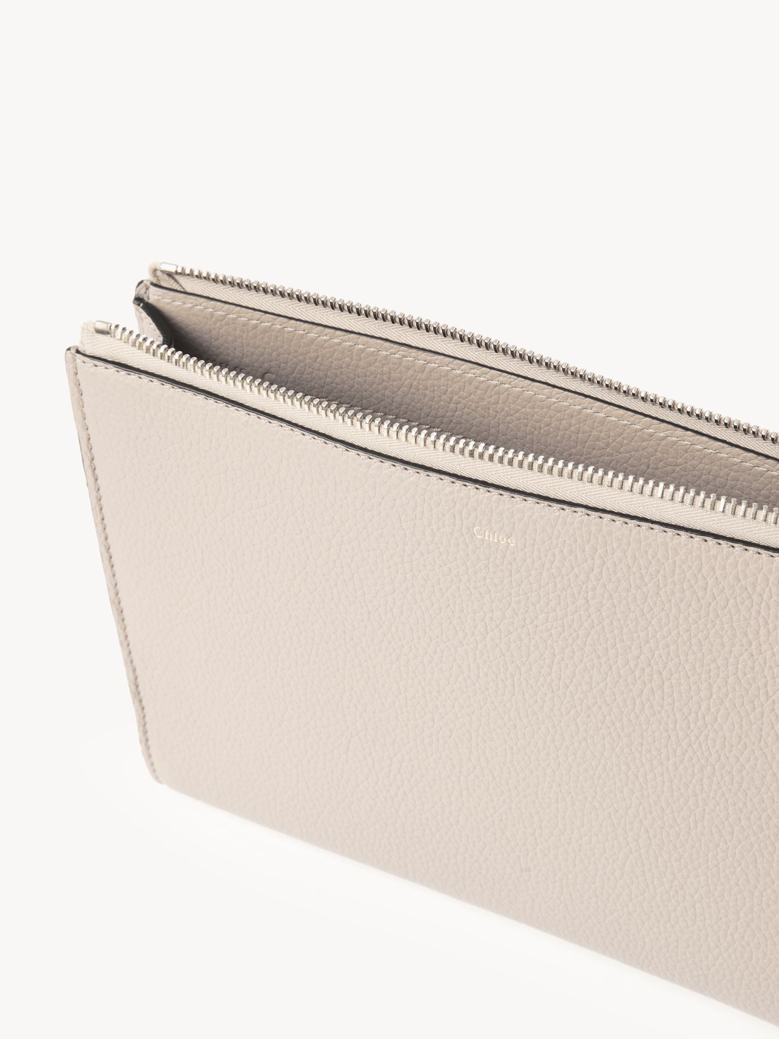 Pochette Alphabet en cuir - Nude