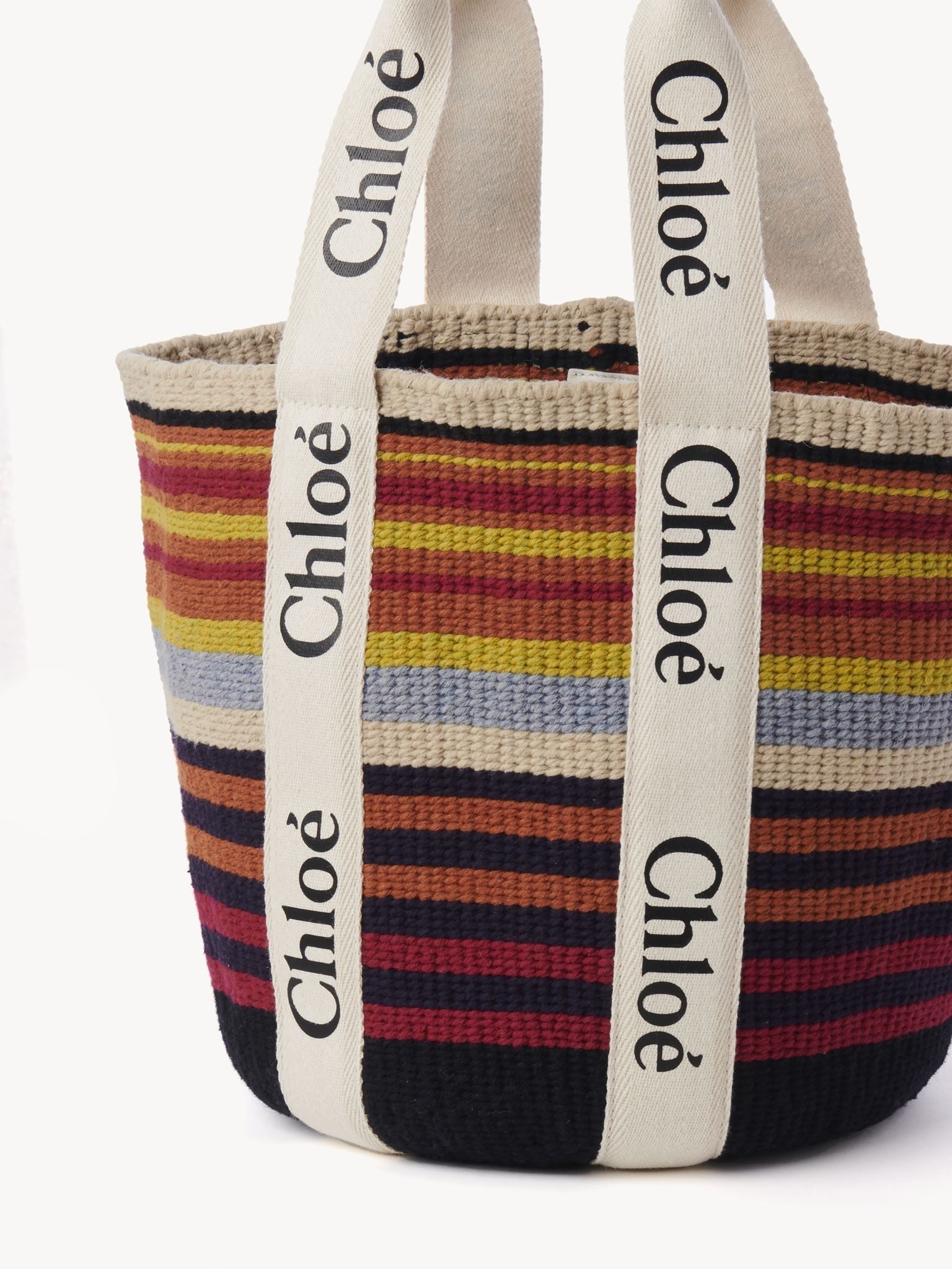 Grand sac panier Woody en laine - Multicolor White