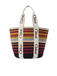 Grand sac panier Woody en laine - Multicolor White