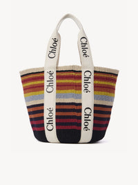 Grand sac panier Woody en laine - Multicolor White
