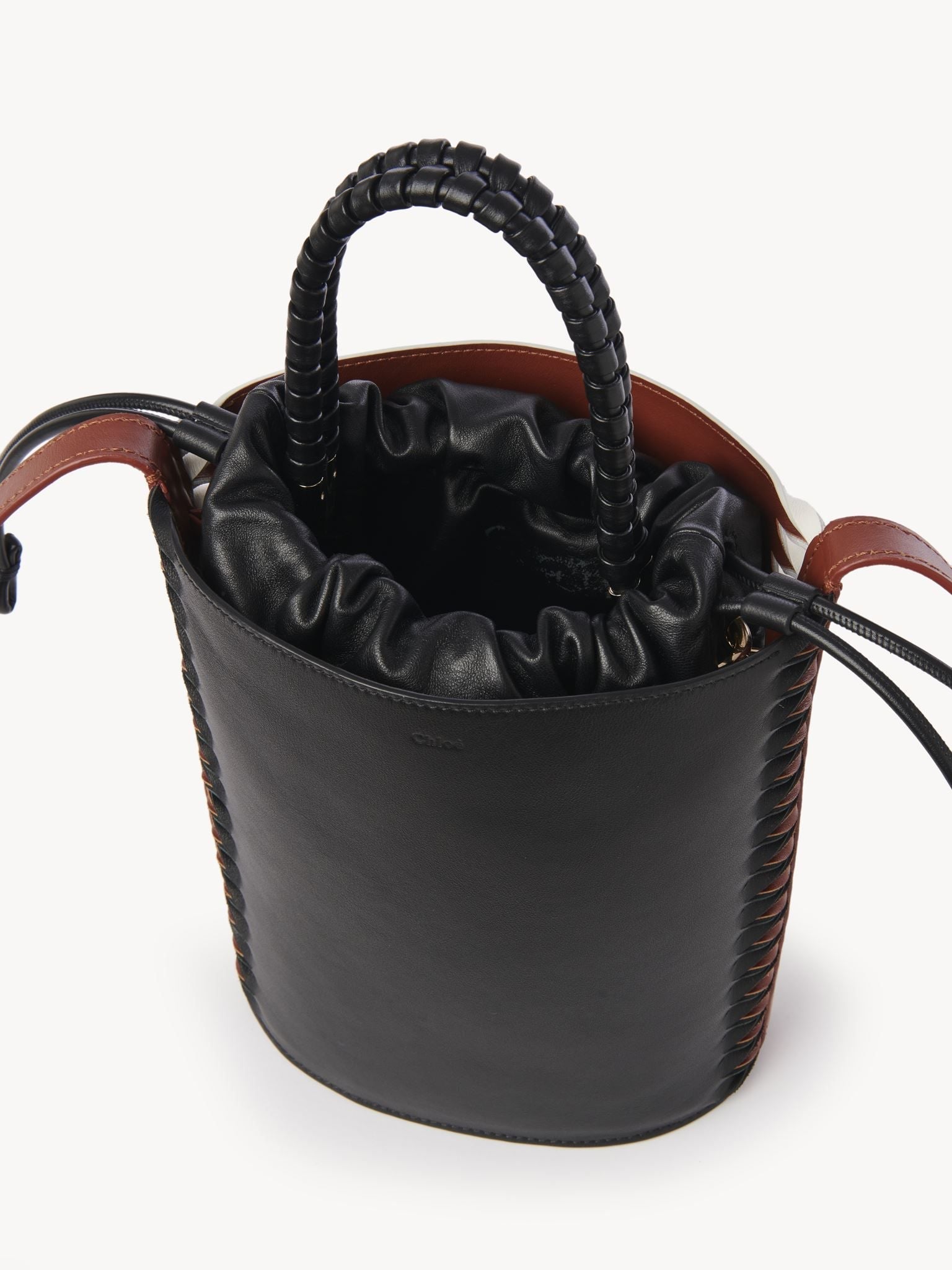 Petit sac seau Louela en cuir - Black
