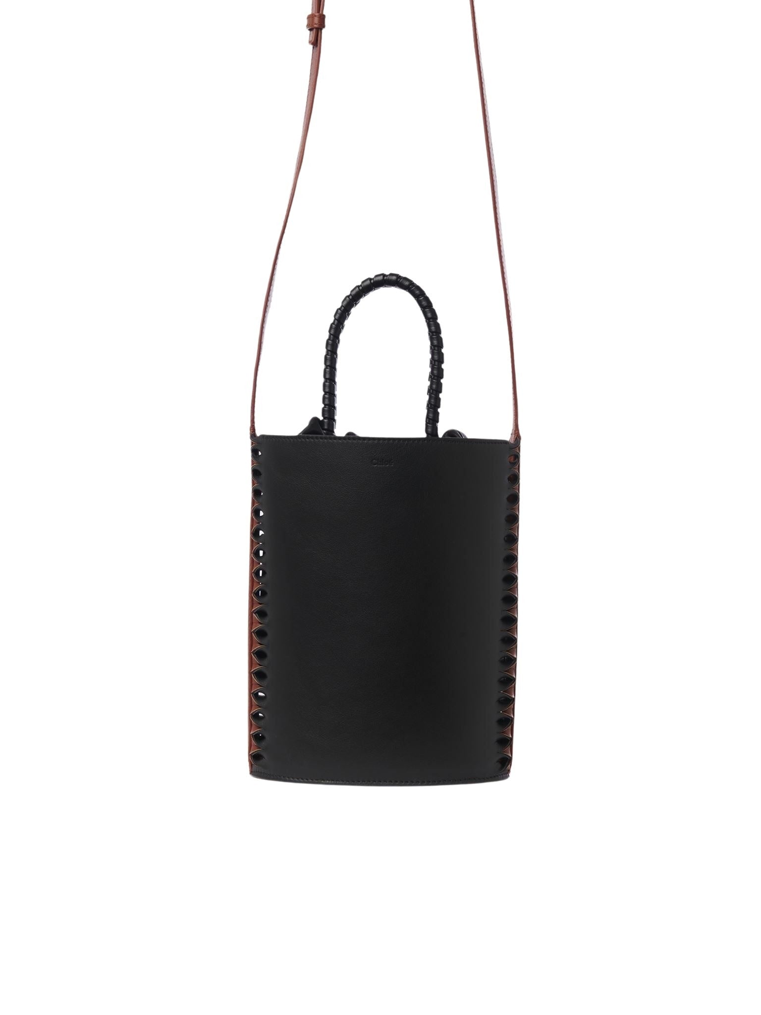 Petit sac seau Louela en cuir - Black