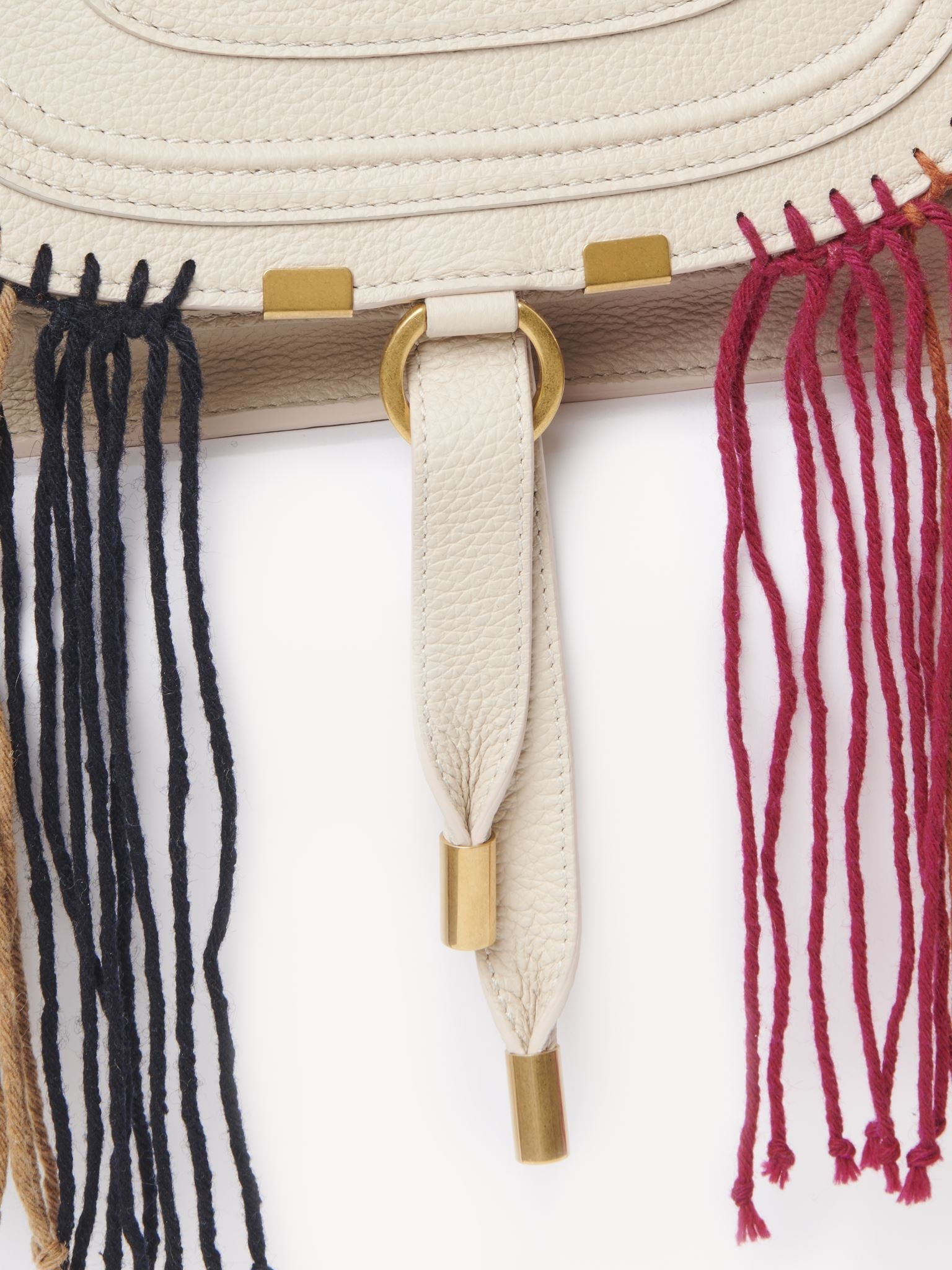 Petit sac double porté Marcie en cuir - Nude