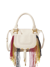 Petit sac double porté Marcie en cuir - Nude
