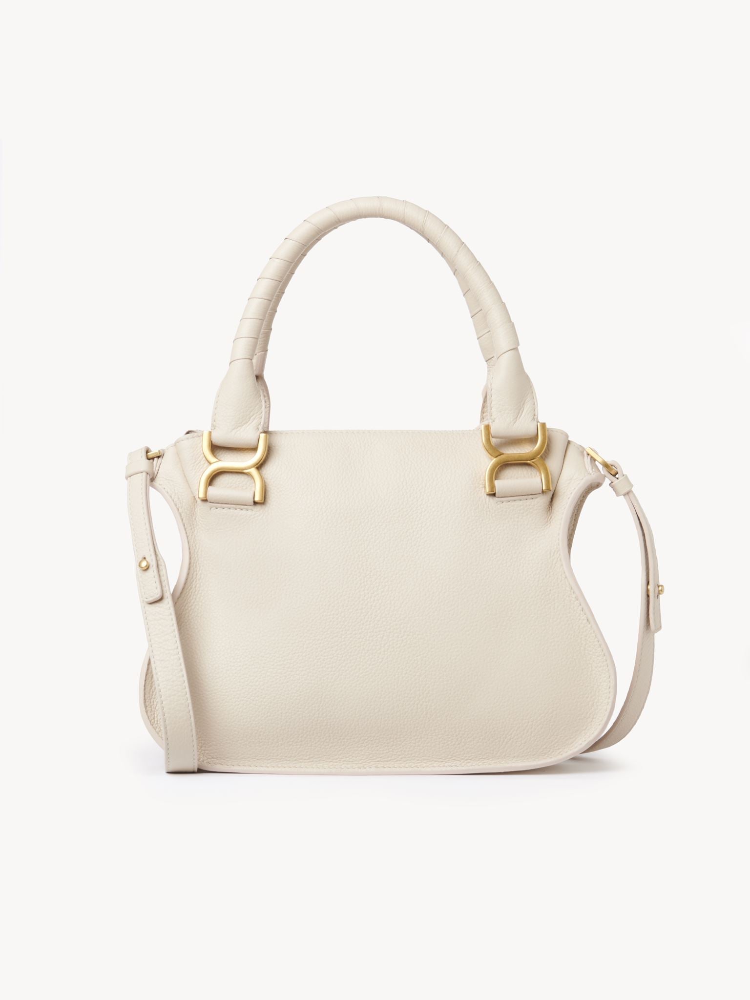 Petit sac double porté Marcie en cuir - Nude