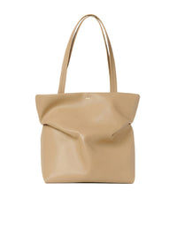 Sac cabas est-ouest Judy en cuir et lin - Soft Tan