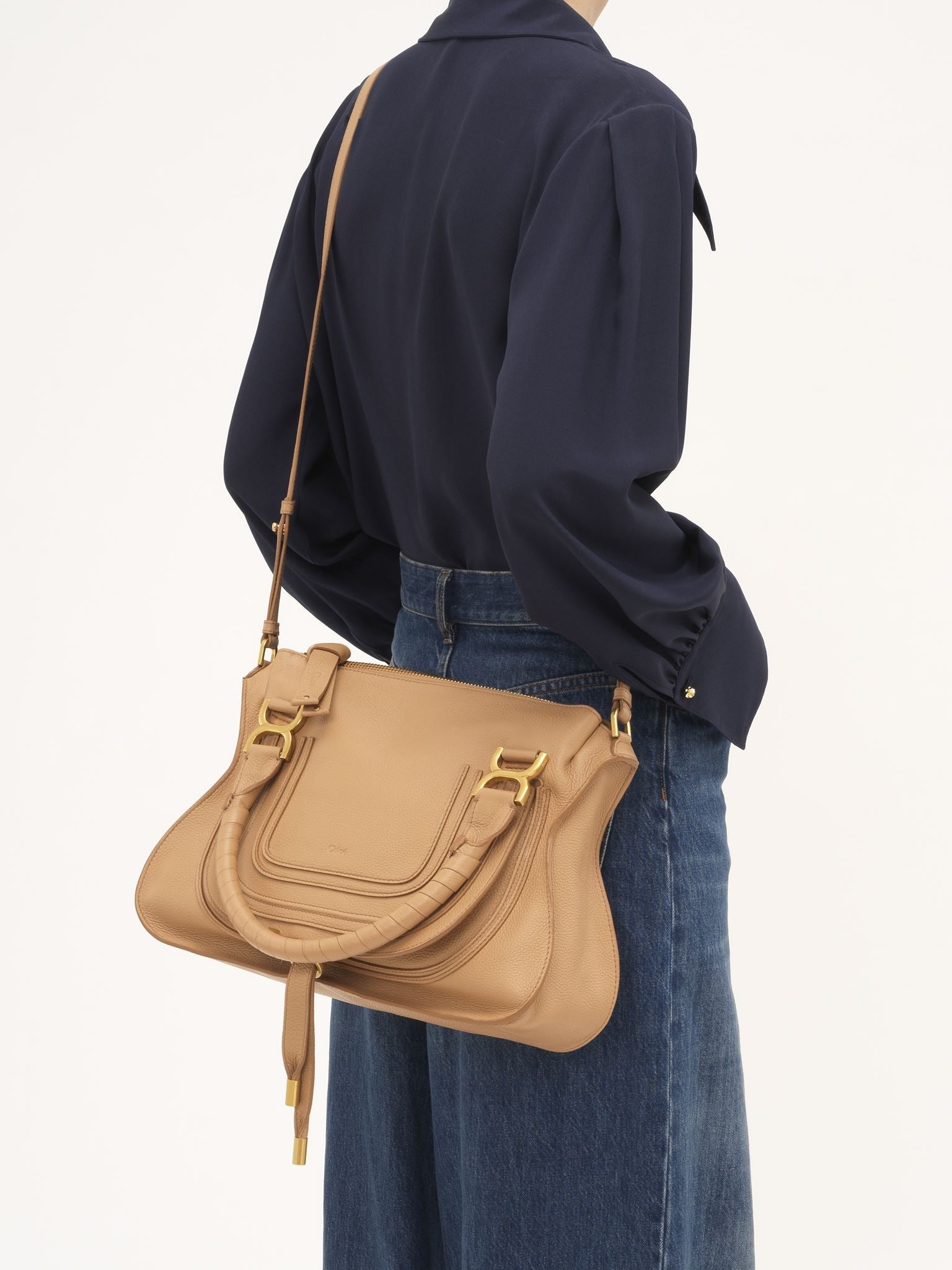 Sac double porté Marcie en cuir - Light Tan