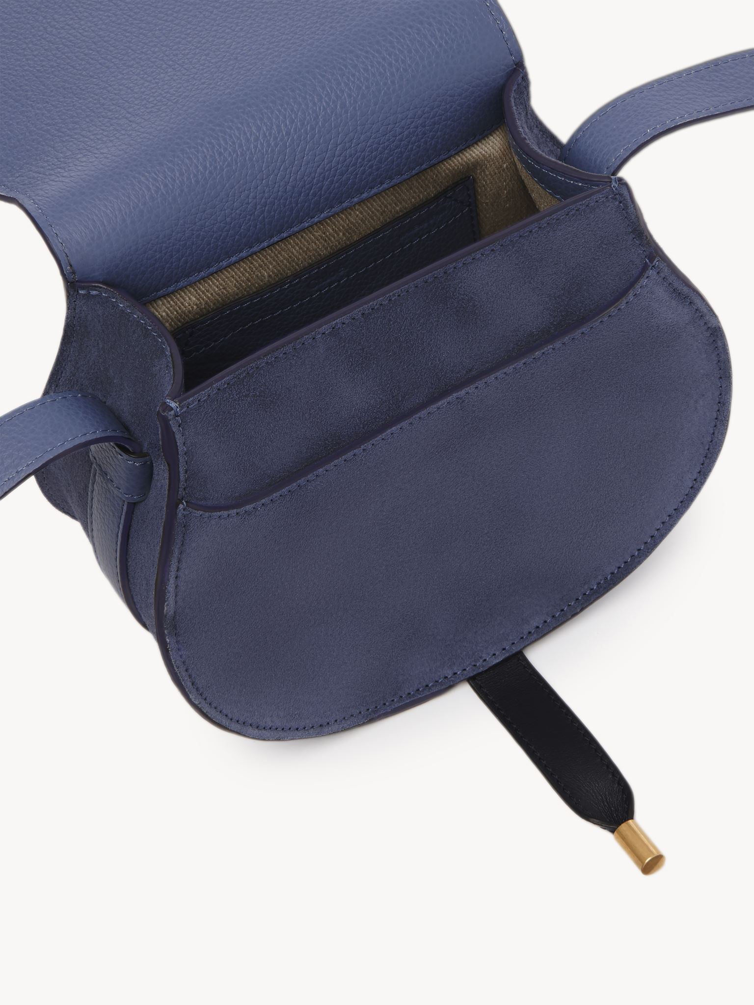 Petit sac porté épaule Marcie en cuir et lin - Graphite Navy